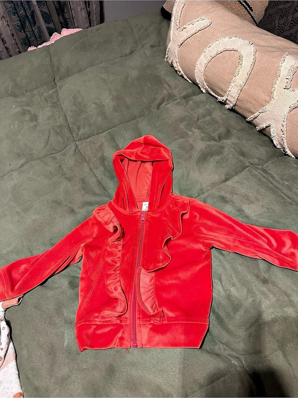 Okie Dokie Ruffled Velour Hoodie Girls 18M